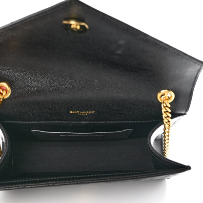 Saint Laurent Grain De Poudre Textured Mixed Matelasse Triquilt Small Monogram Satchel Black 5 of 11
