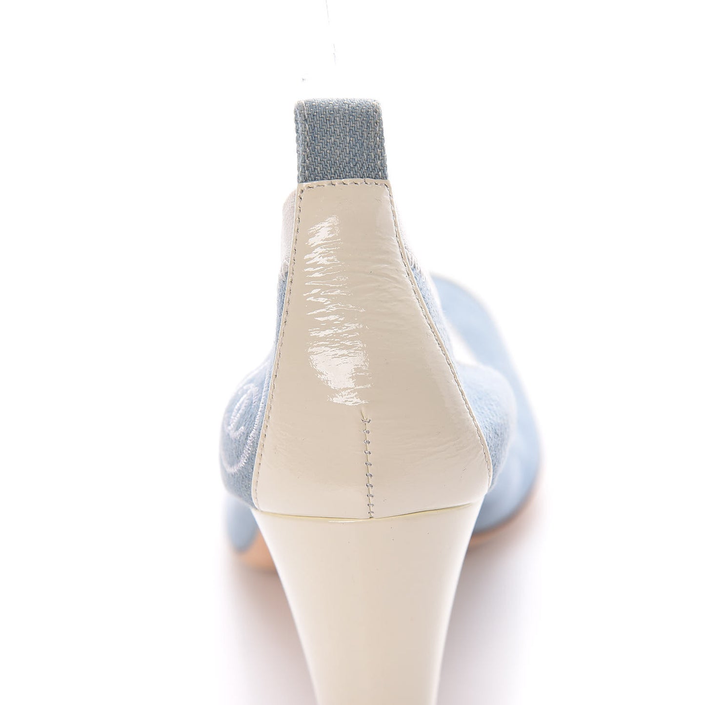 Denim Patent CC Elastic Stretch Pumps 37.5 Blue White