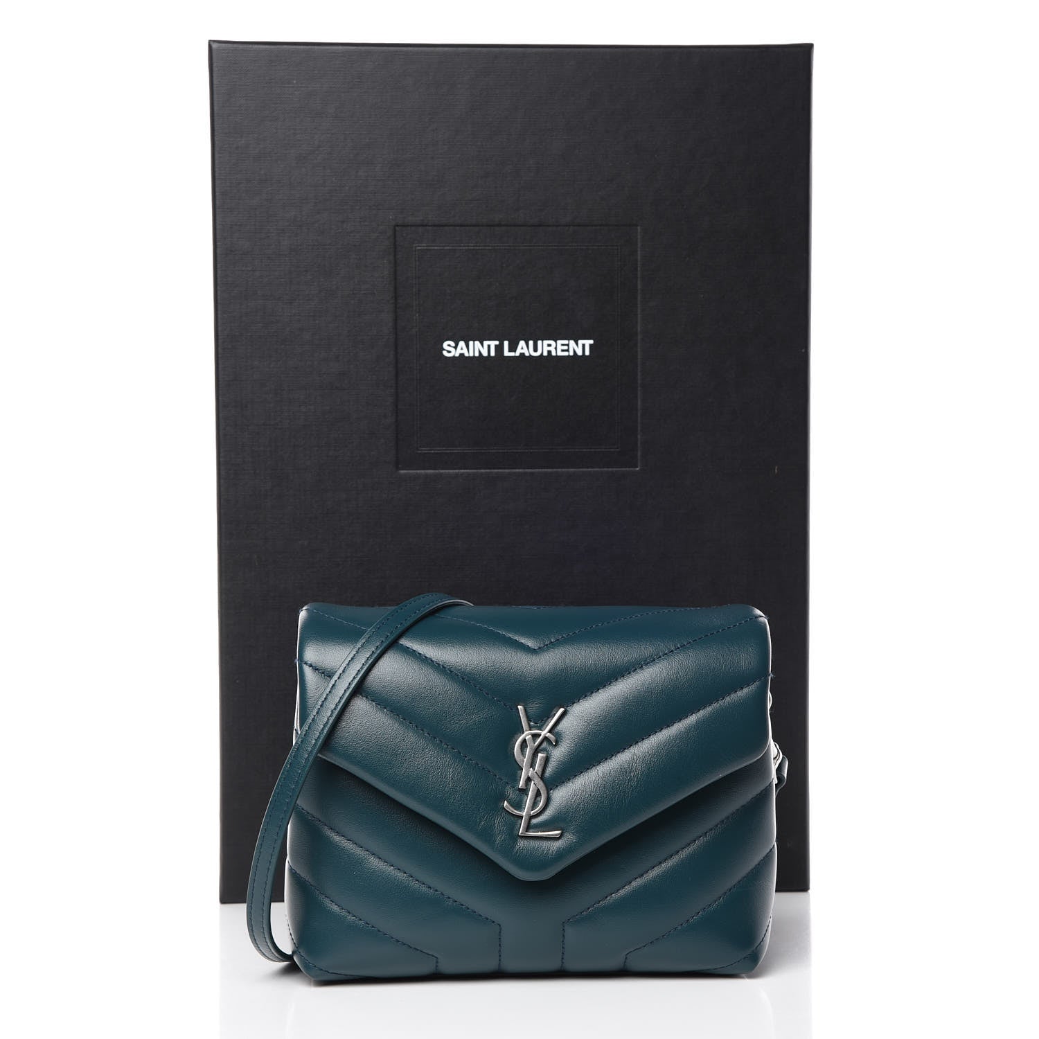 Saint Laurent Calfskin Y Quilted Monogram Toy Loulou Satchel Dark Turquoise 11 of 11