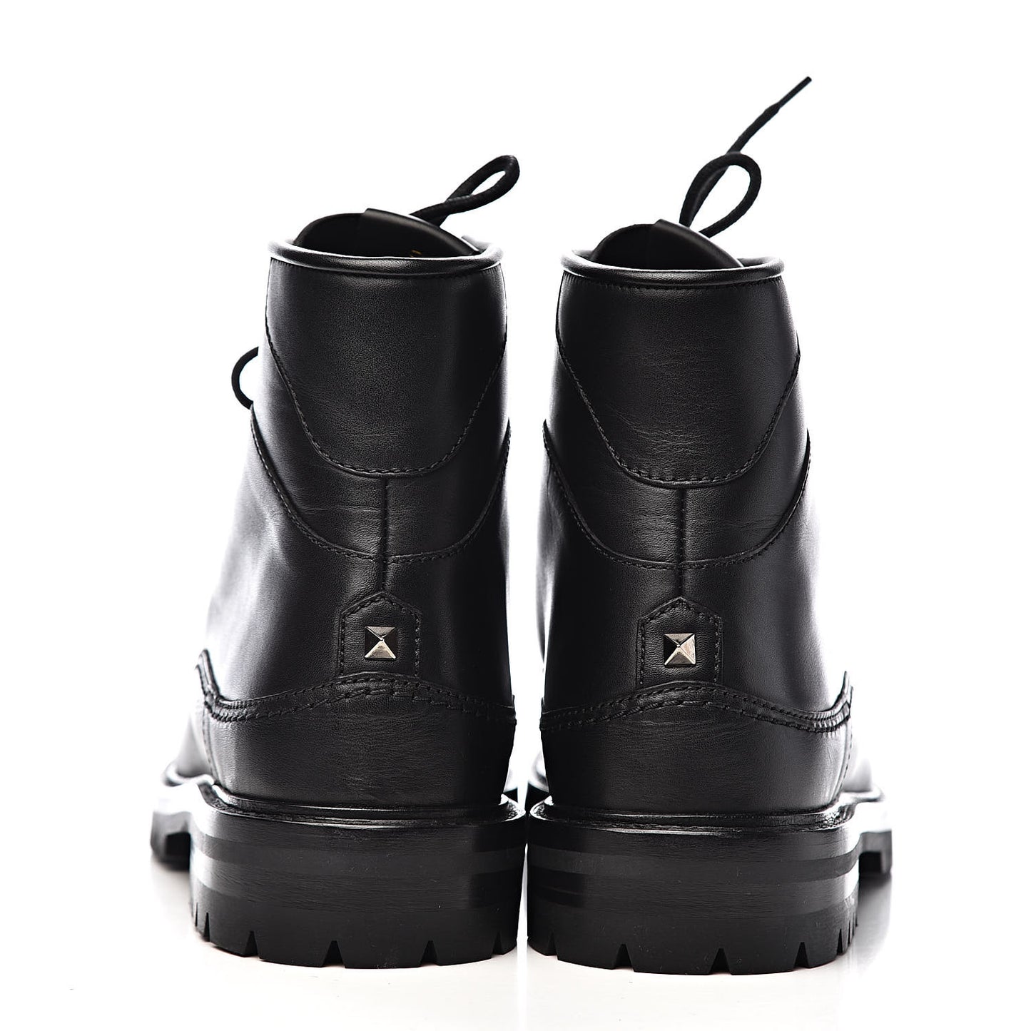 Calfskin Rockstud Mens Combat Boots 40 Black