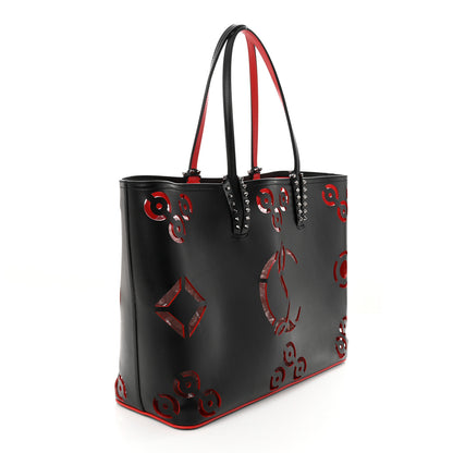 Christian Louboutin Calfskin Loubinthesky Perforated Cabarock Spikes Tote Black 3 of 11