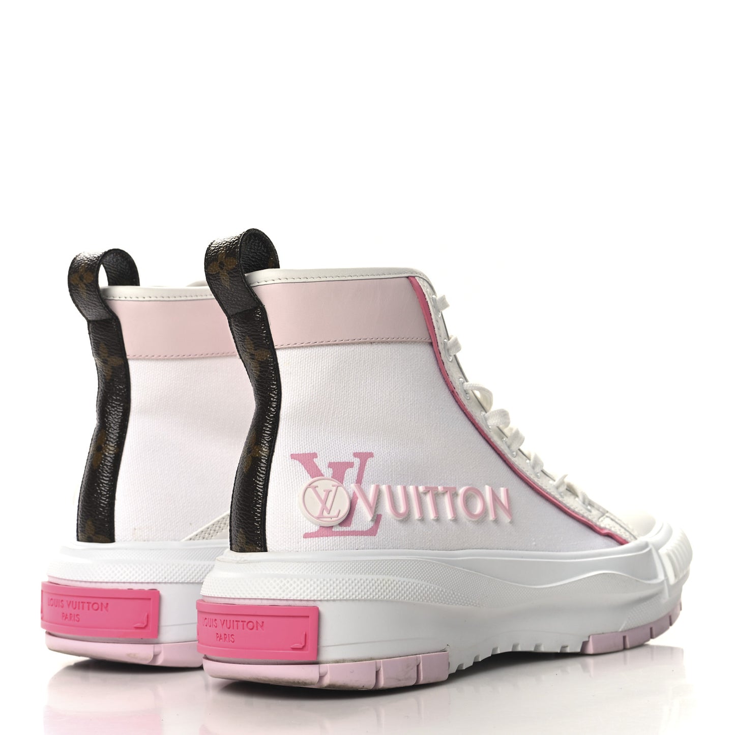 Canvas Monogram LV Squad Sneaker Boots 39 White Pink