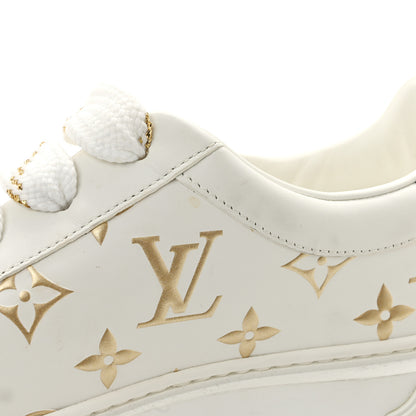 Louis Vuitton Calfskin Monogram Debossed Time Out Sneakers 37 White Gold 11 of 11