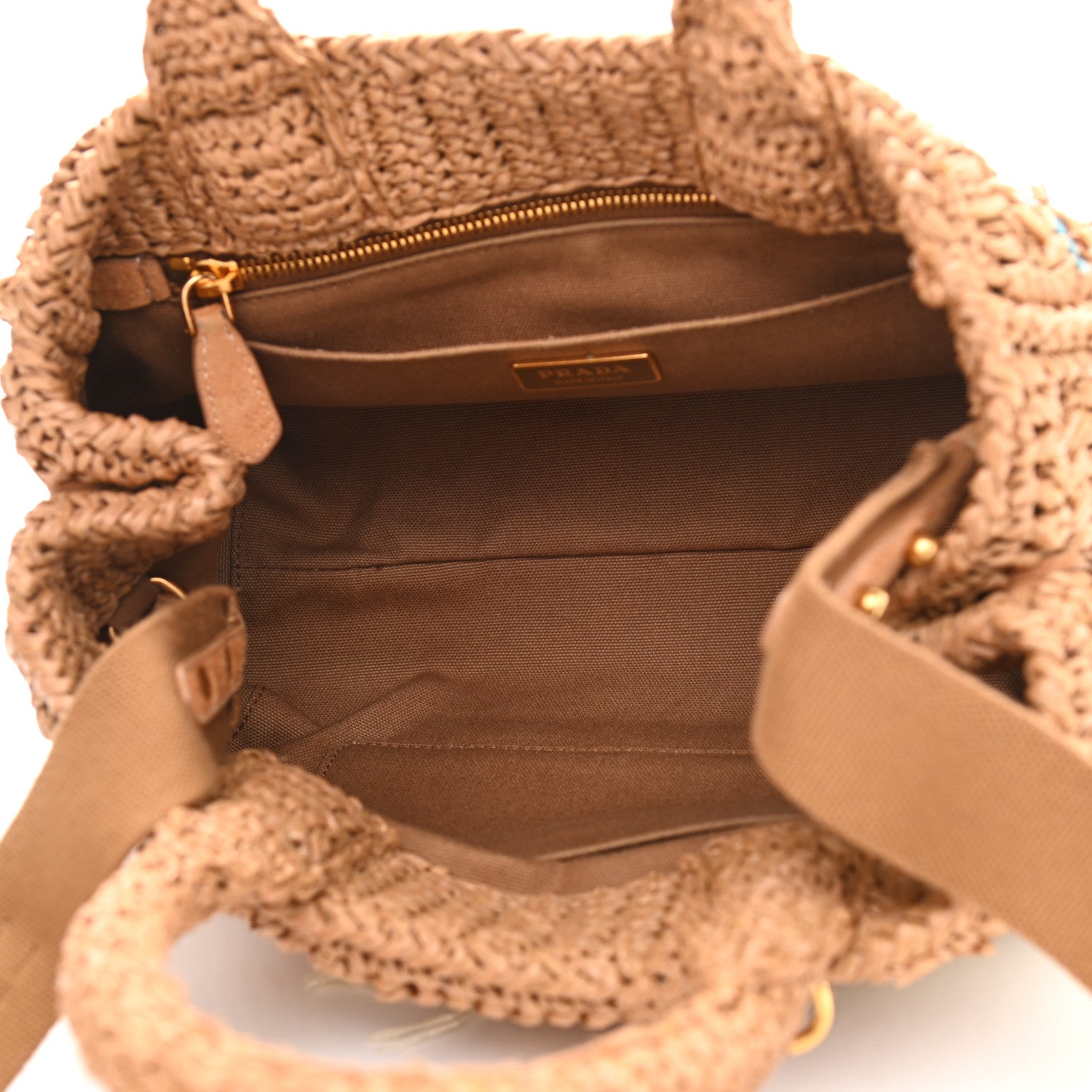 Prada Raffia Woven Tote Naturale Caramel 5 of 11