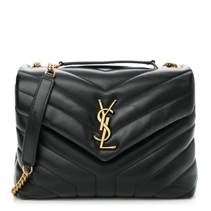 Saint Laurent Calfskin Y Quilted Monogram Small Loulou Chain Satchel Black 1 of 9