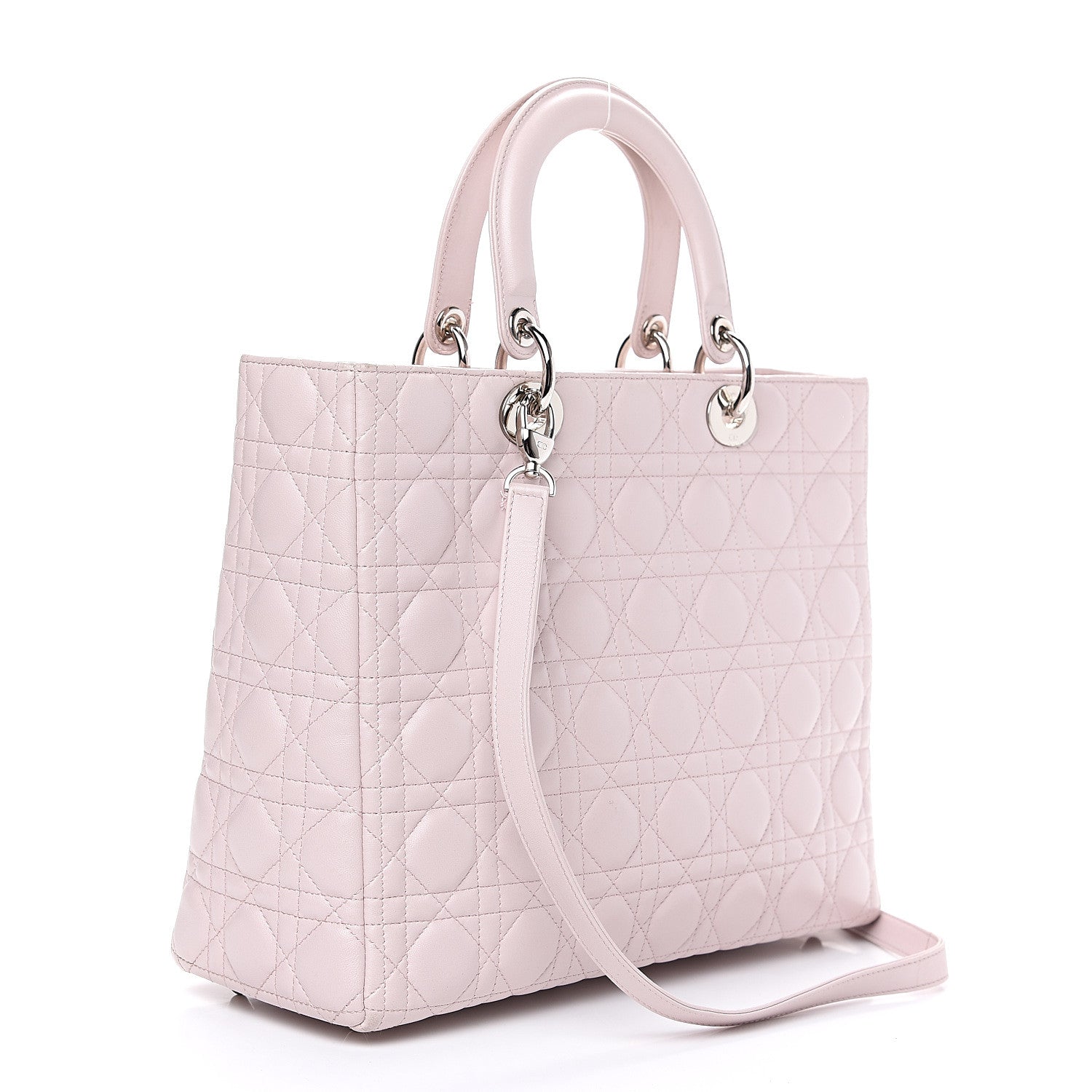 Christian Dior Lambskin Cannage Large Lady Dior Rose Poudre 2 of 13