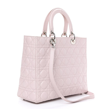 Christian Dior Lambskin Cannage Large Lady Dior Rose Poudre 2 of 13