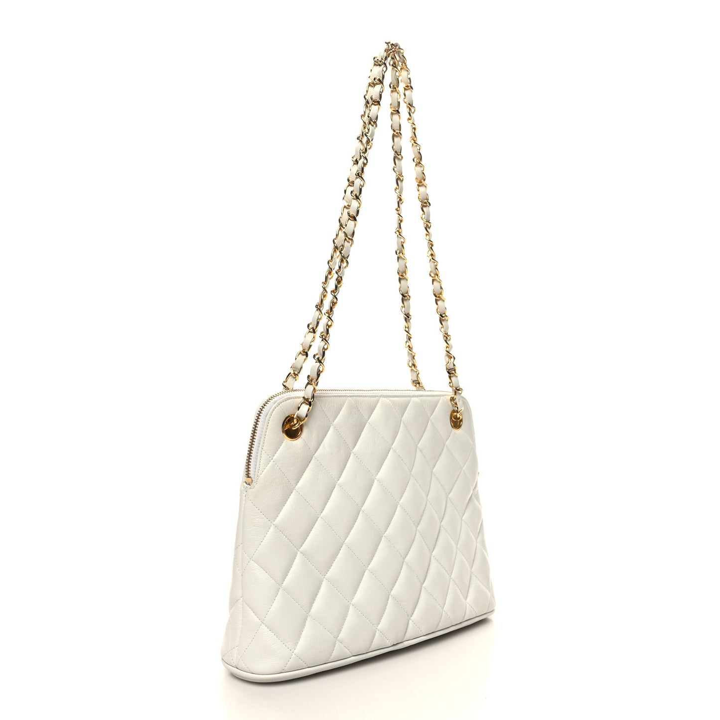 Lambskin Quilted CC Tote White