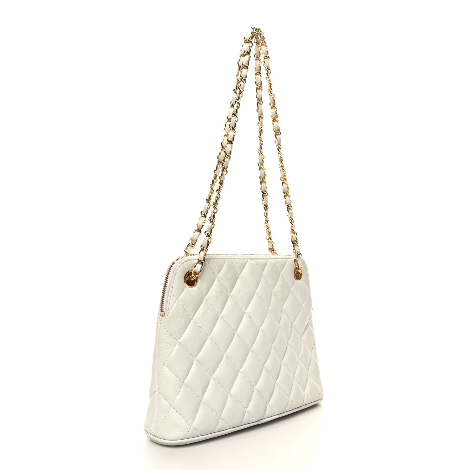 Chanel Lambskin Quilted CC Tote White 3 of 14