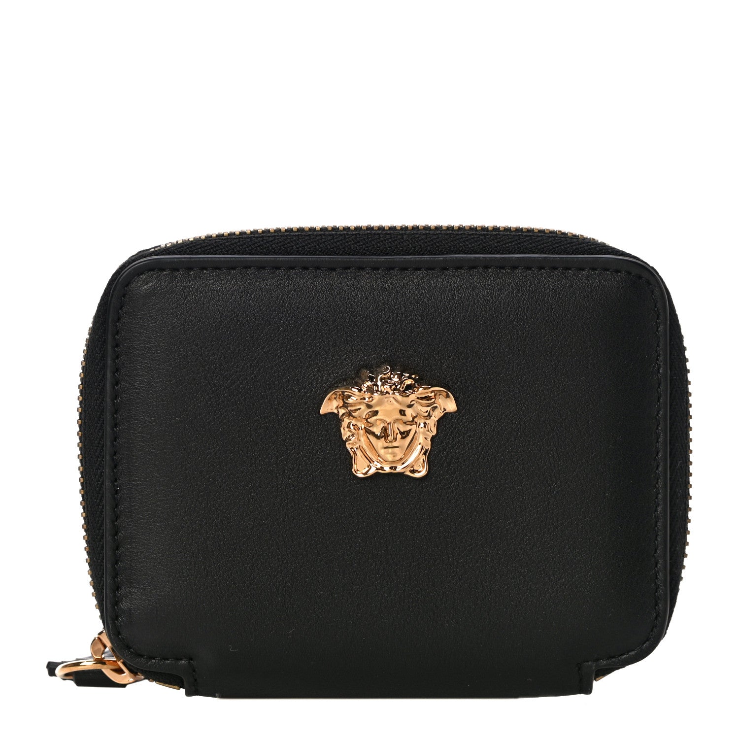 Versace Calfskin Medusa Compact Zip Around Wallet Black 1 of 10
