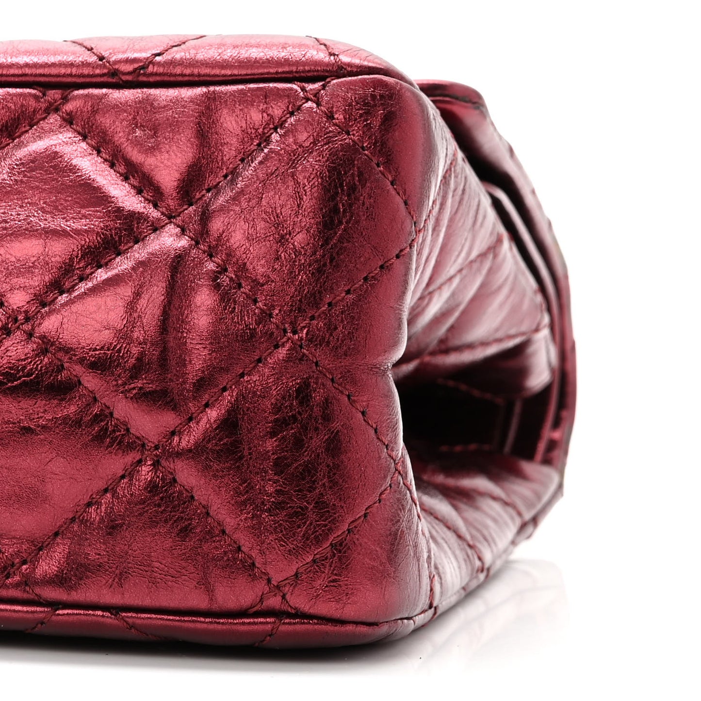 Metallic Aged Calfskin Quilted 2.55 Reissue 227 Flap Dark Red