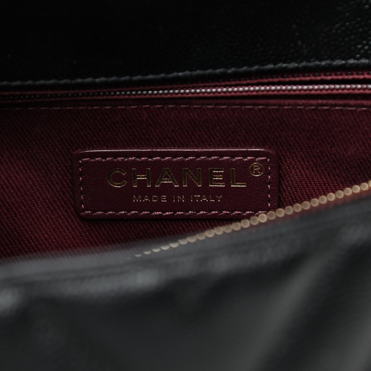 Caviar Chevron Quilted Medium Coco Handle Flap Black
