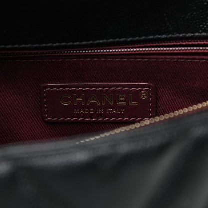 Chanel Caviar Chevron Quilted Medium Coco Handle Flap Black 6 of 10