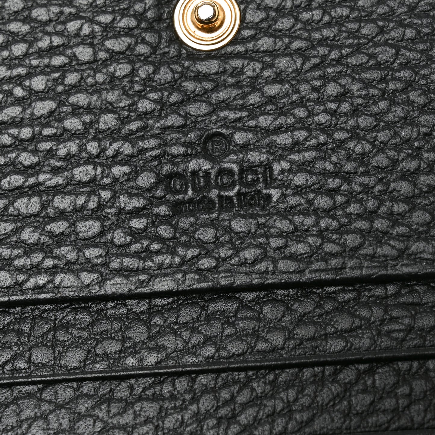 Pebbled Calfskin GG Marmont Card Case Black