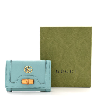 Gucci Wonka Grain Calfskin Diana Tri-Fold Wallet Dusty Azure 11 of 11