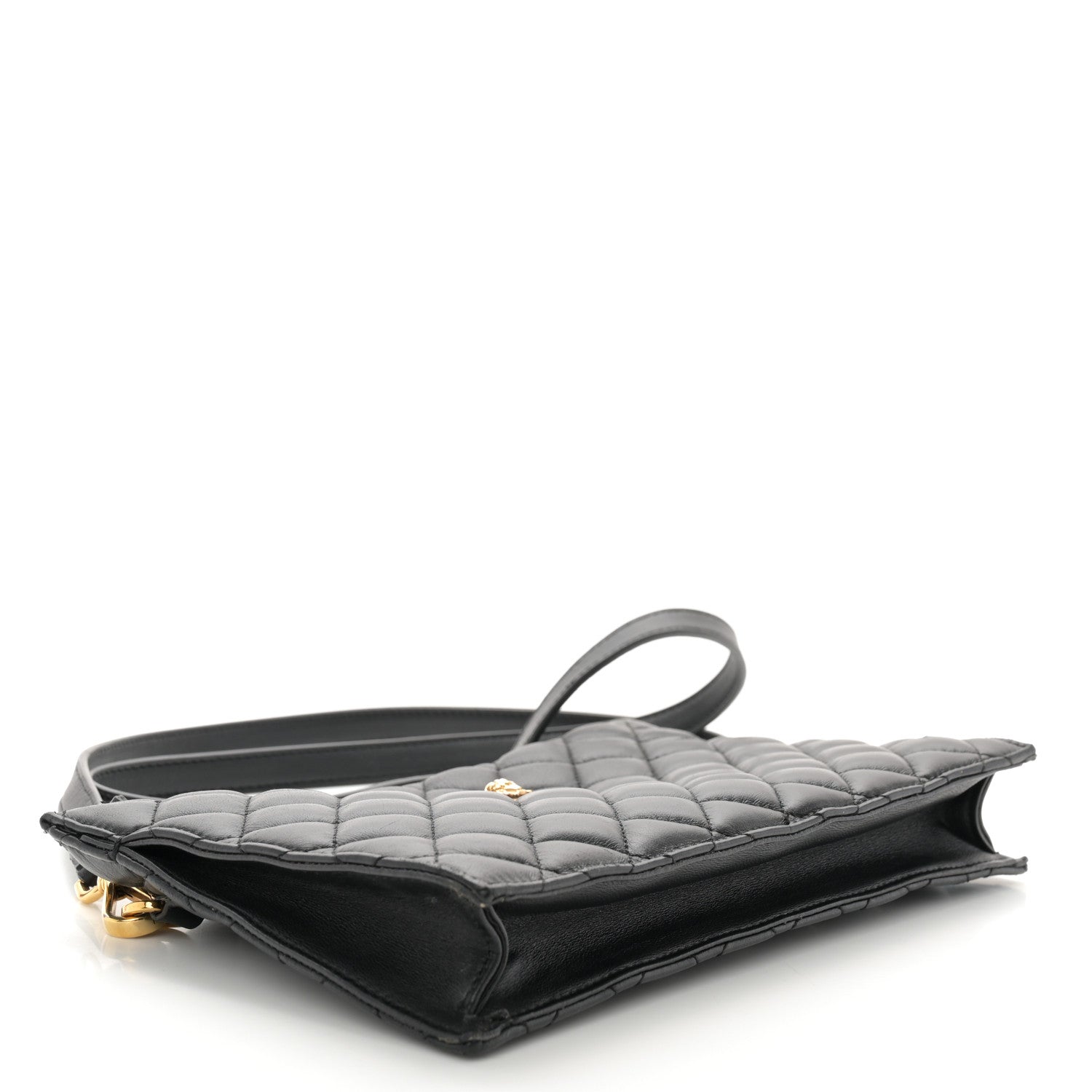 Versace Calfskin Quilted Small Tribute Icon Pouch Black 4 of 11