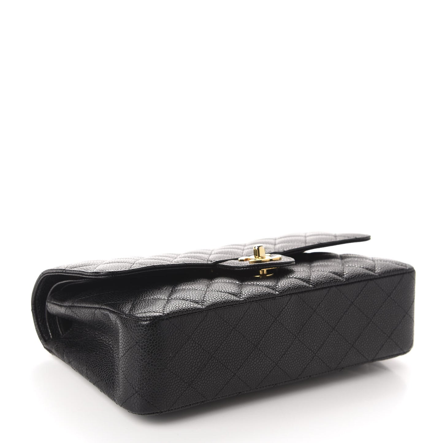 Caviar Quilted Medium Double Flap Black