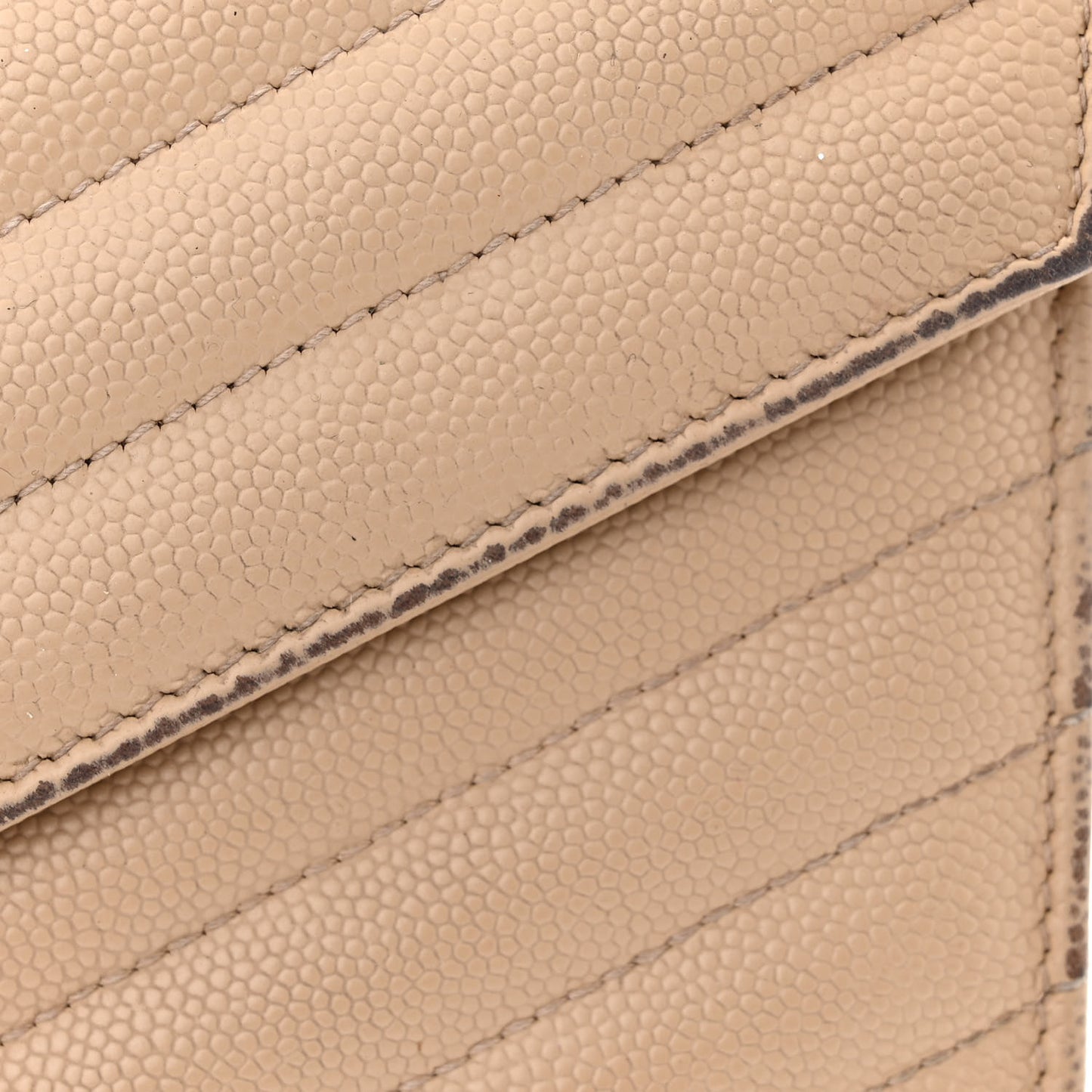 Grain De Poudre Matelasse Chevron Monogram Chain Wallet Dark Beige