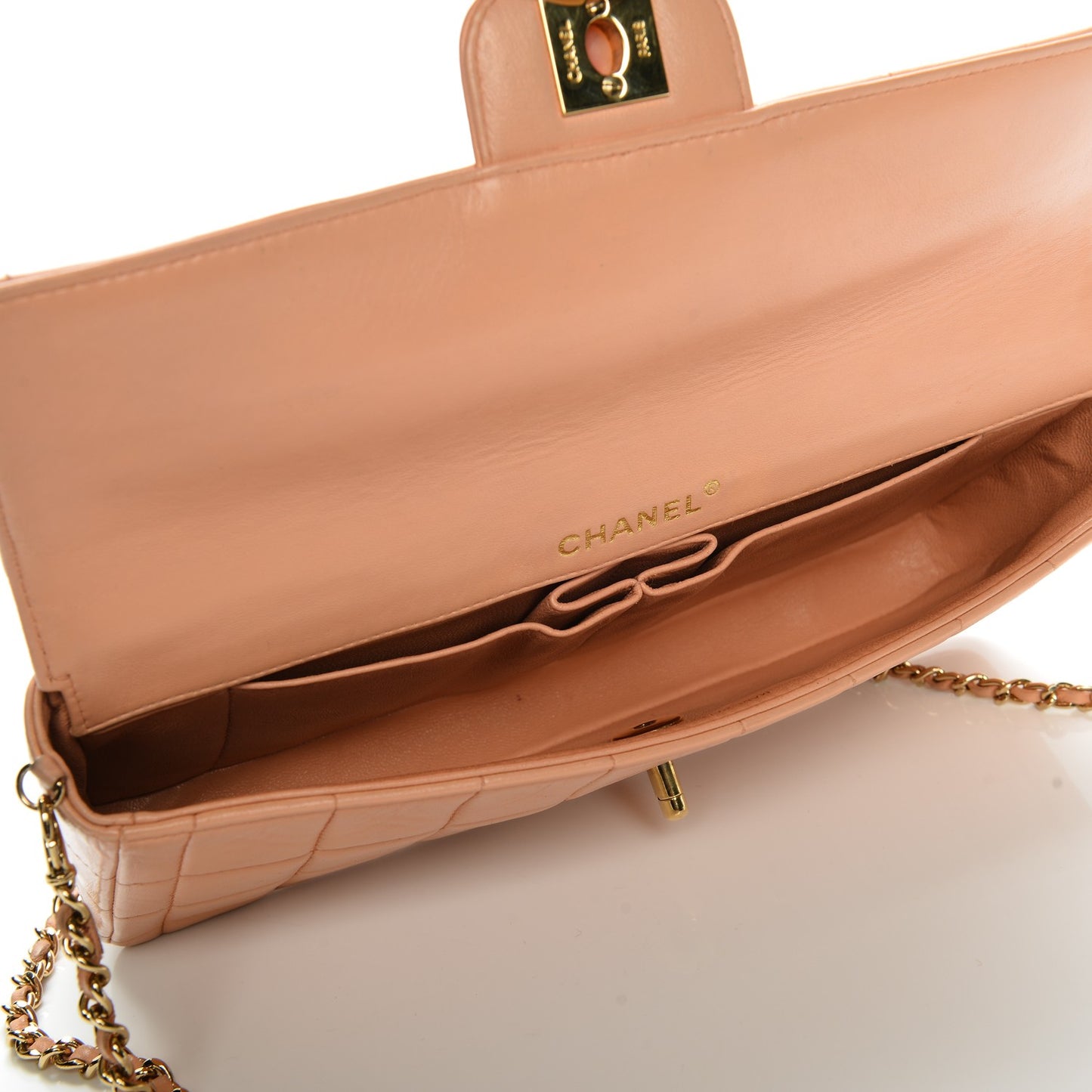 Lambskin East West Chocolate Bar Flap Pink