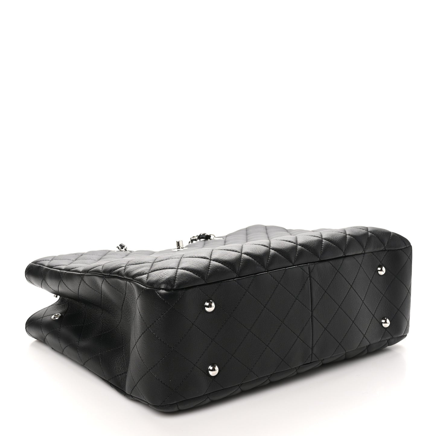 Calfskin Quilted Large Classic Shopping Tote Black