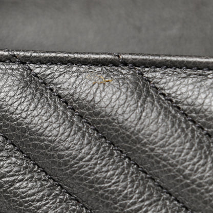 Saint Laurent Calfskin Matelasse Chevron Monogram Large College Satchel Light Coal 8 of 10