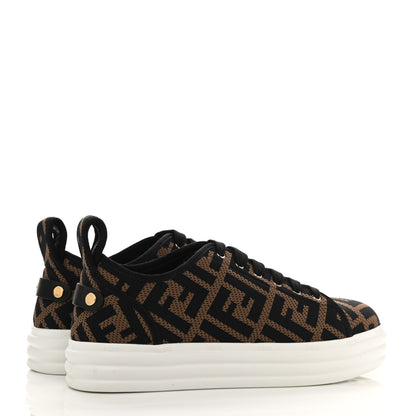 Fendi Fabric FF Micro-Perforated Rise Low Top Sneakers 36.5 Tobacco Black 4 of 10