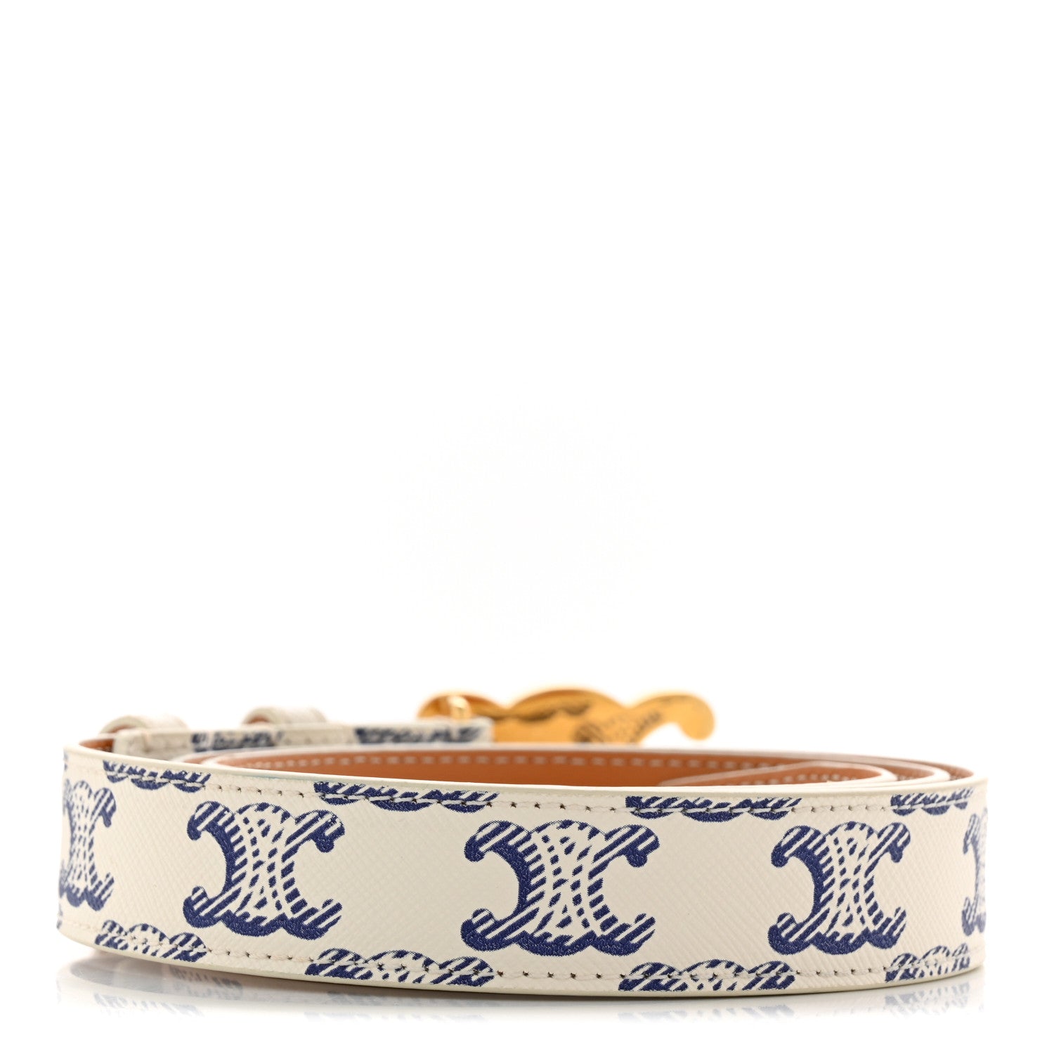 「CELINE」 White Triomphe leather Belt 85 Triomphe leather belt Celine White size 85 cm in Leather - 41189594
