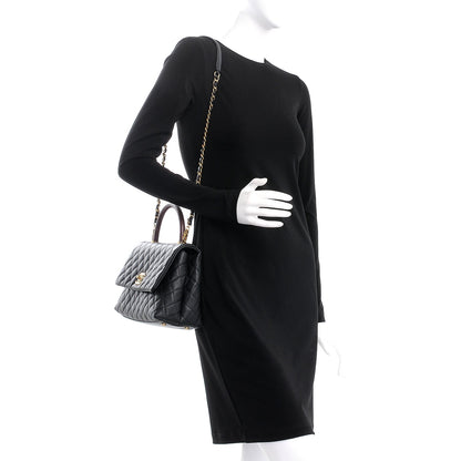 Chanel Caviar Lizard Quilted Small Coco Handle Flap Black 2 of 9