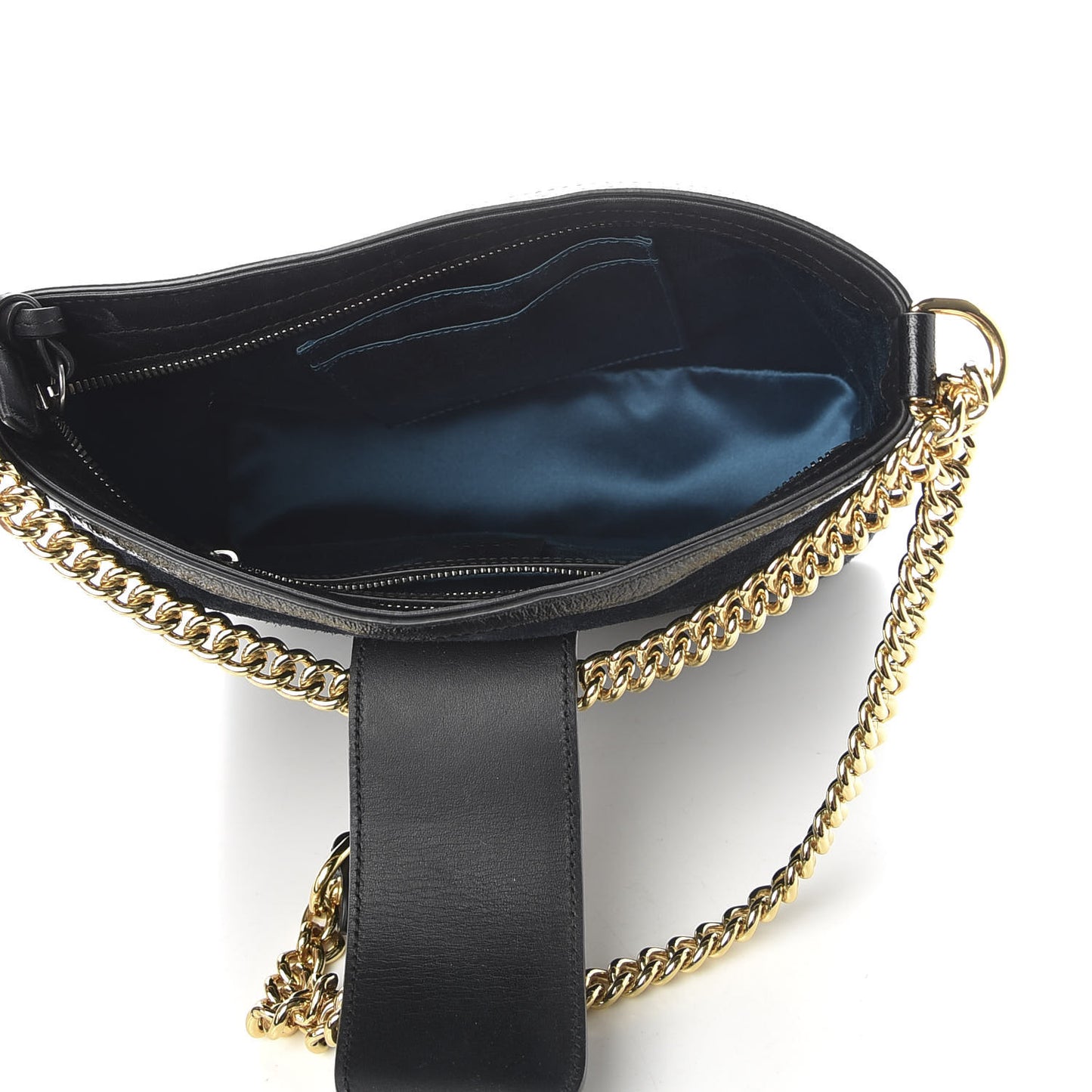 Suede Patent Dragon Embroidered Medium Dionysus Bucket Bag Dark Blue