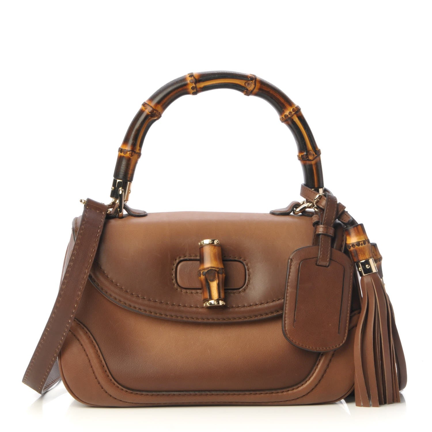 Gucci Calfskin Small New Bamboo Top Handle Bag Brown 1 of 19