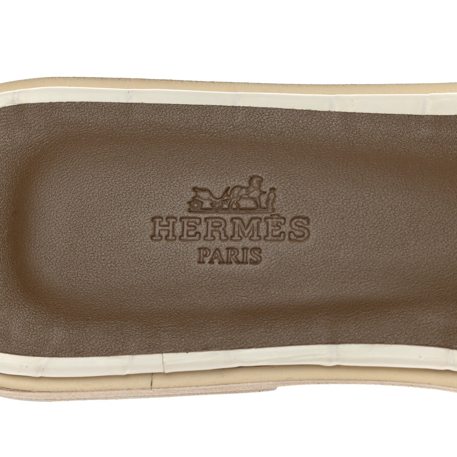 Hermes Matte Niloticus Crocodile Himalaya Oran Sandals 38.5 Blanc 7 of 9