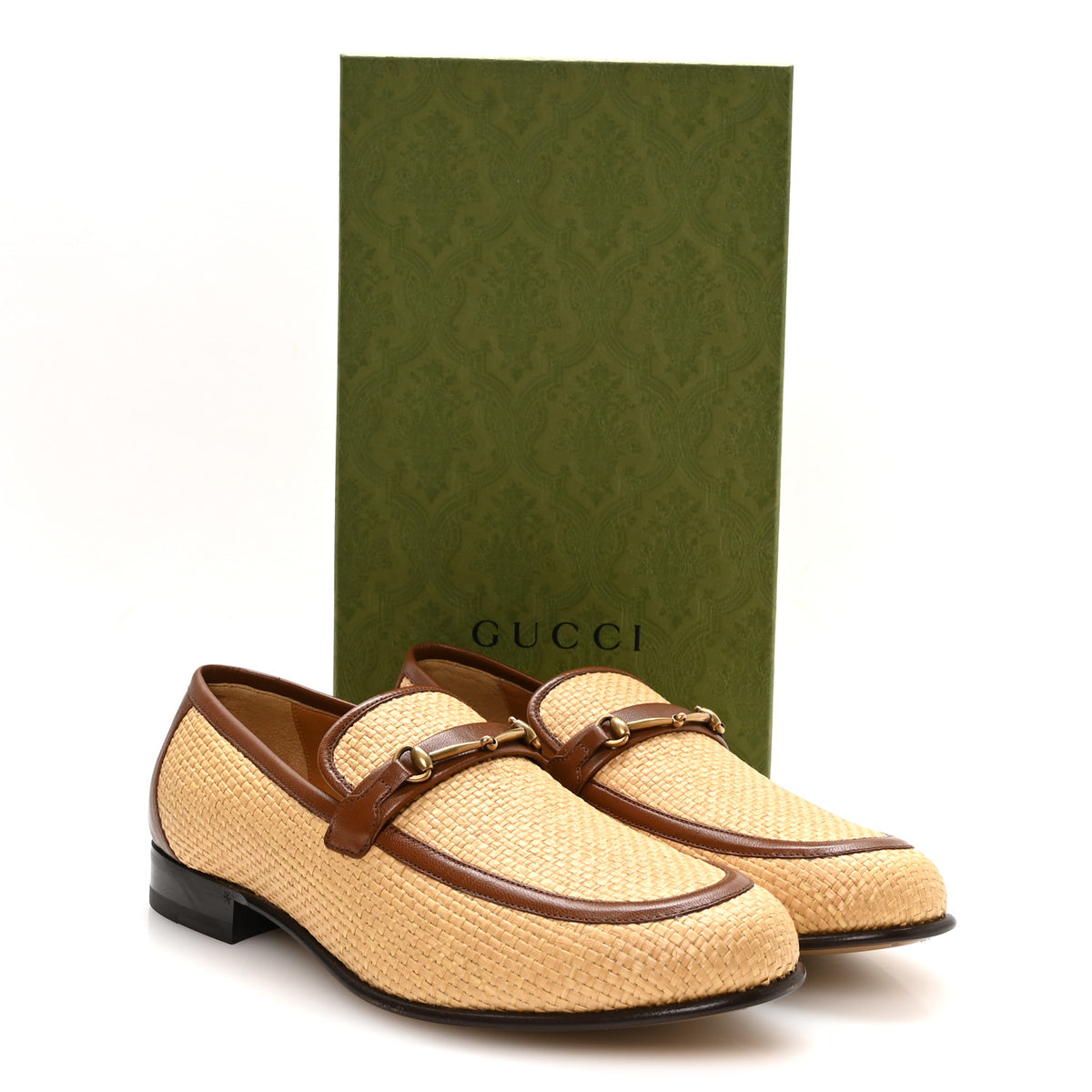 Gucci Straw Goatskin Horsebit Mens Loafers 10 Natural Cuir 9 of 9