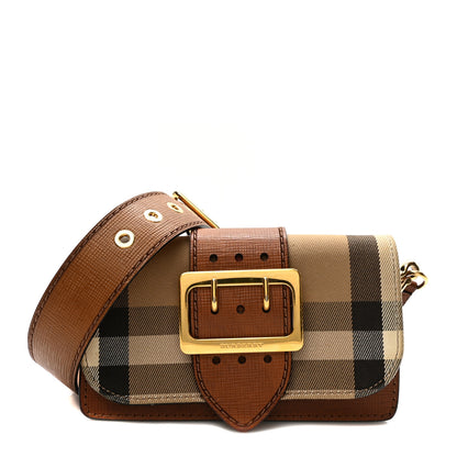 Burberry House Check Bridle Calfskin Small Madison Buckle Bag Tan 1 of 10