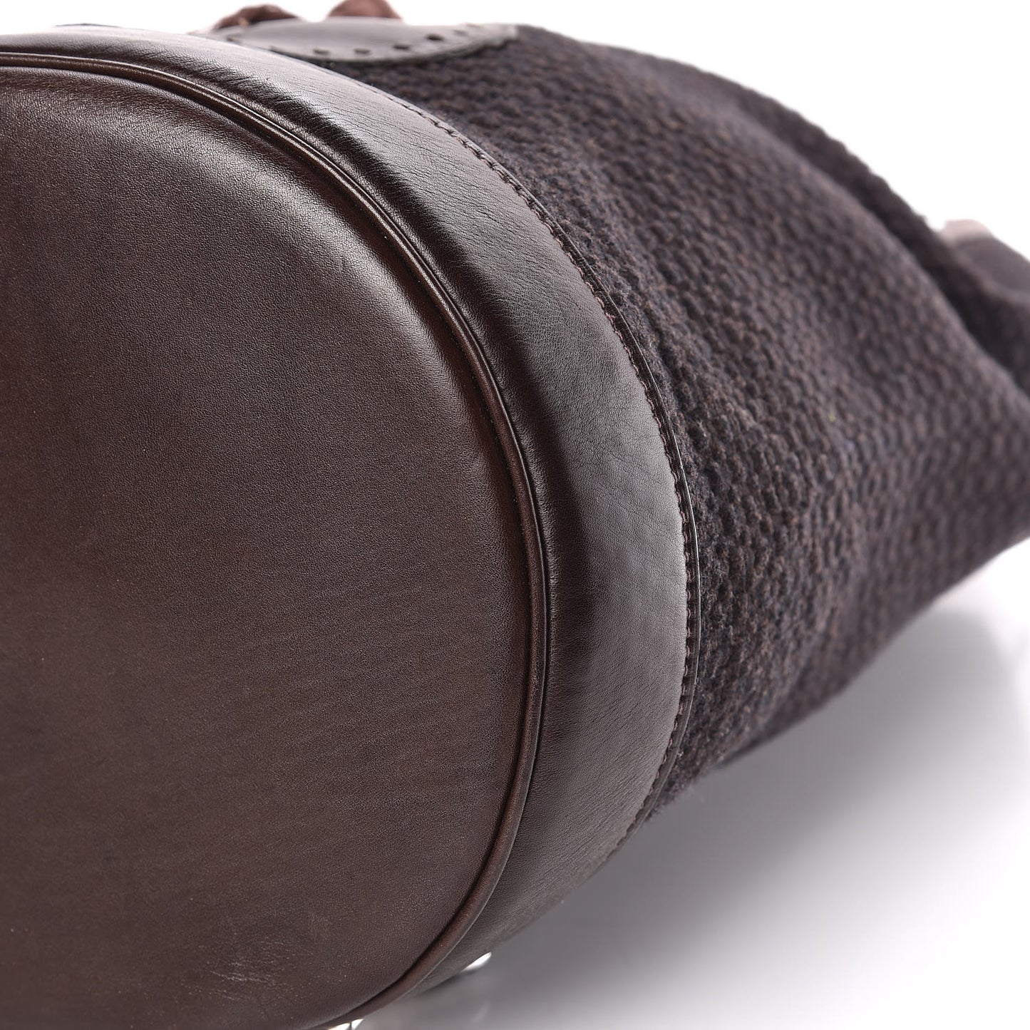 Canvas Knit Drawstring Bag Brown