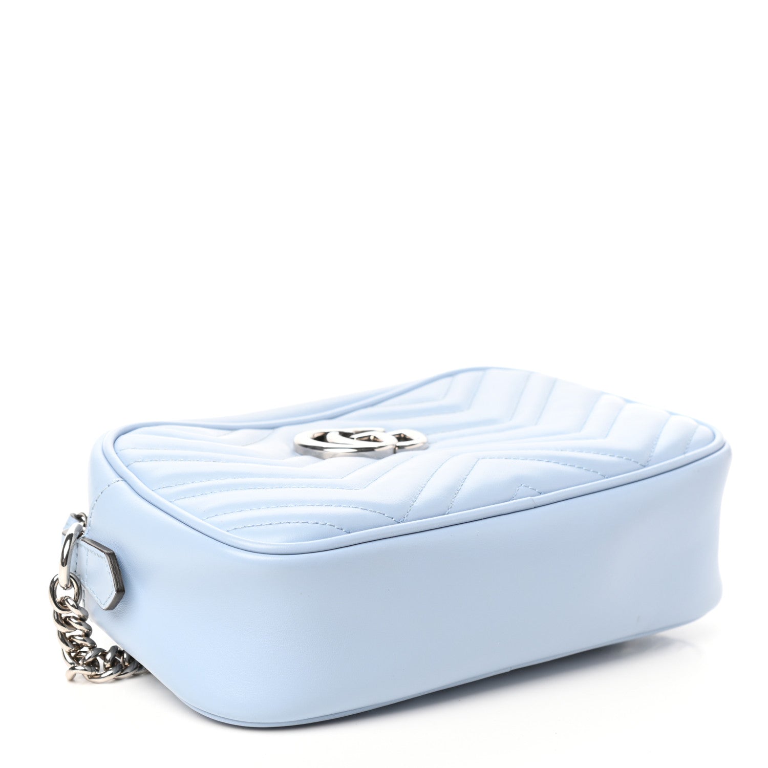 Gucci Calfskin Matelasse Small GG Marmont Chain Shoulder Bag Porcelain Light Blue 4 of 9