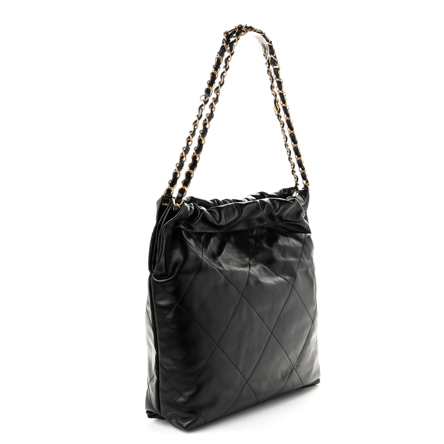 Shiny Calfskin Quilted Small Chanel 22 Black