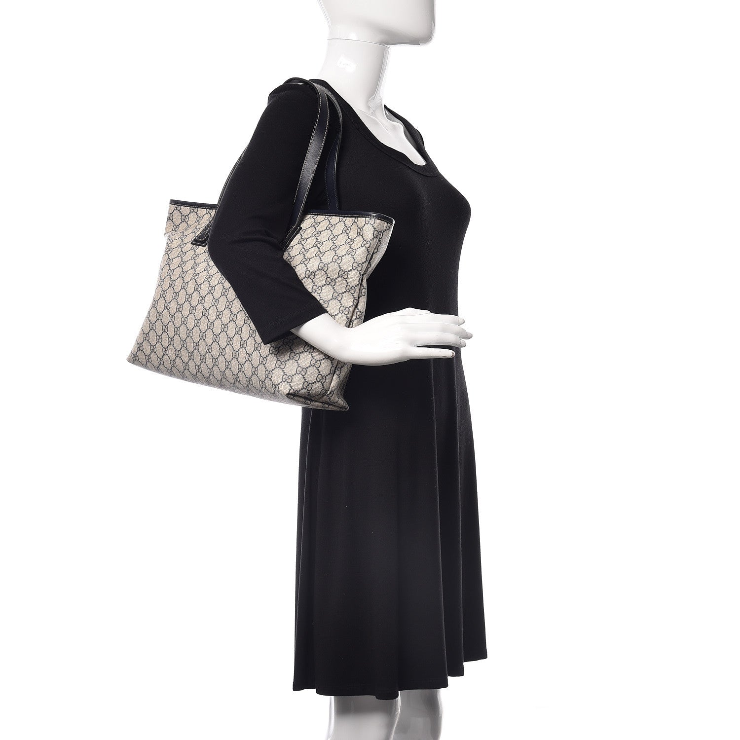 Gucci GG Supreme Monogram Medium Zippered Shopping Tote Navy 2 of 11
