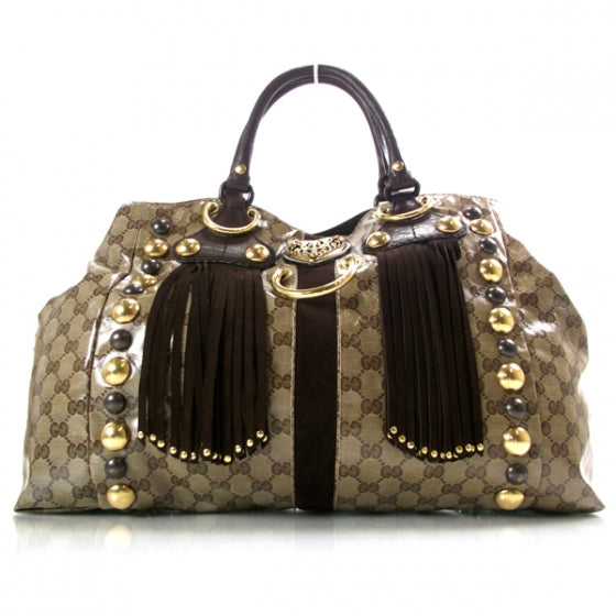Crystal Monogram Babouska Tote Ebony