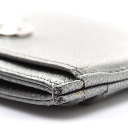 Chanel Metallic Goatskin CC Button Card Holder Silver 8 of 14