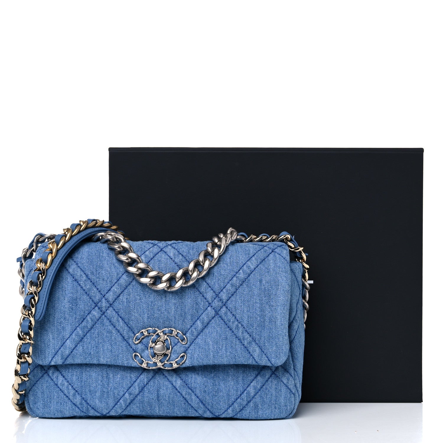 Chanel Denim Quilted Medium Chanel 19 Flap Blue 9 of 9