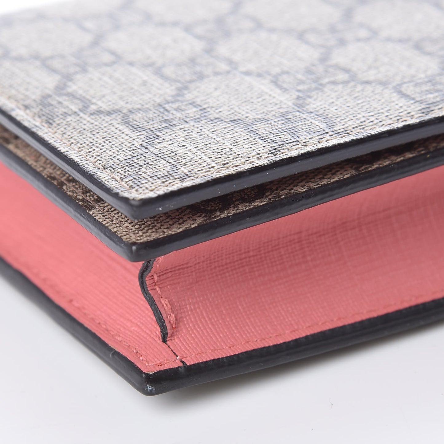 GG Supreme Monogram Face Embroidered Chain Wallet Pink