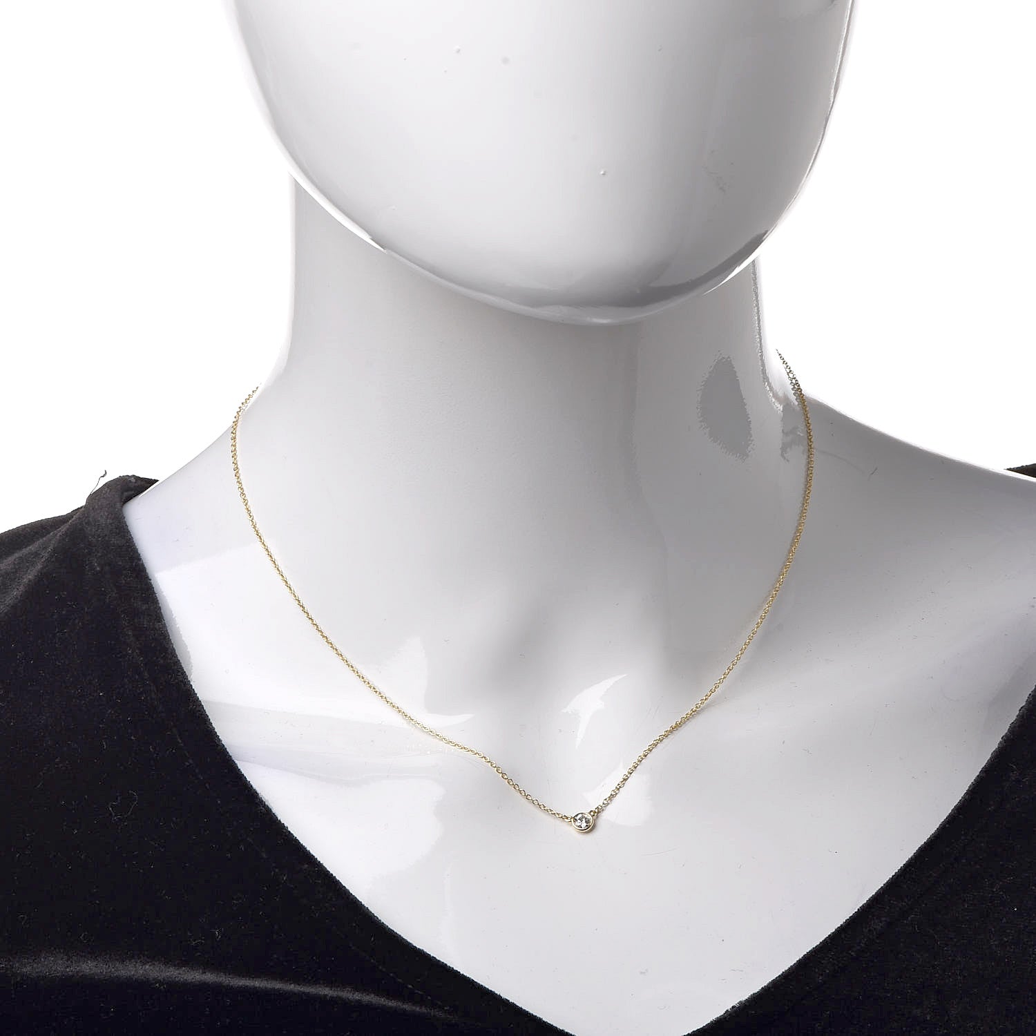 Tiffany 18K Yellow Gold Diamond .14ct Elsa Peretti Diamonds by the Yard Pendant Necklace 2 of 6