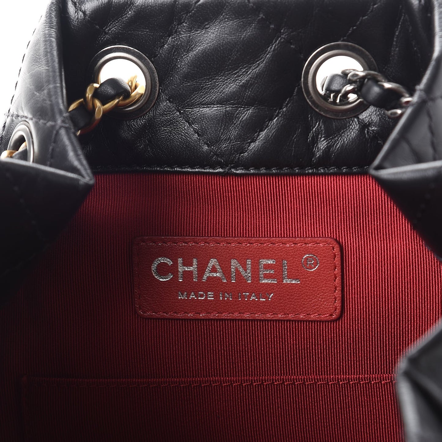 Aged Calfskin Quilted Gabrielle Backpack Black