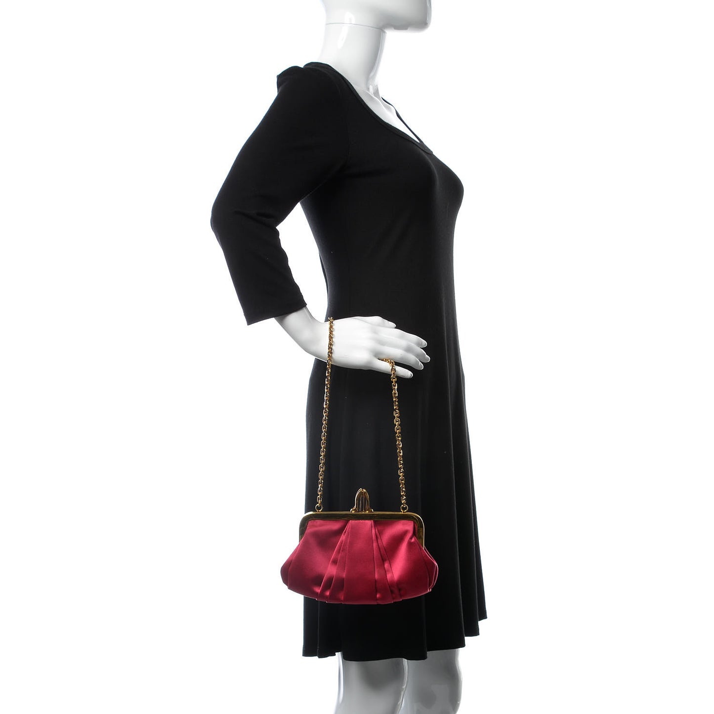 Satin Loubi Lula Mini Frame Clutch Peony Pink