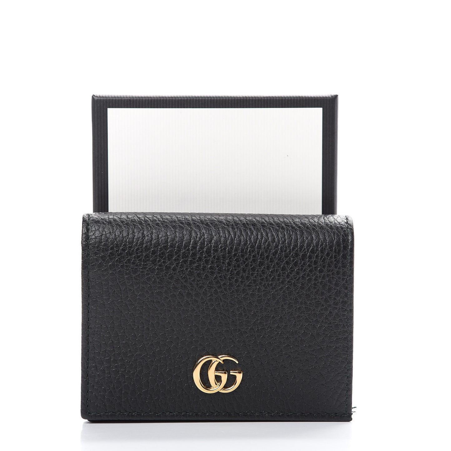 Pebbled Calfskin GG Marmont Card Case Black