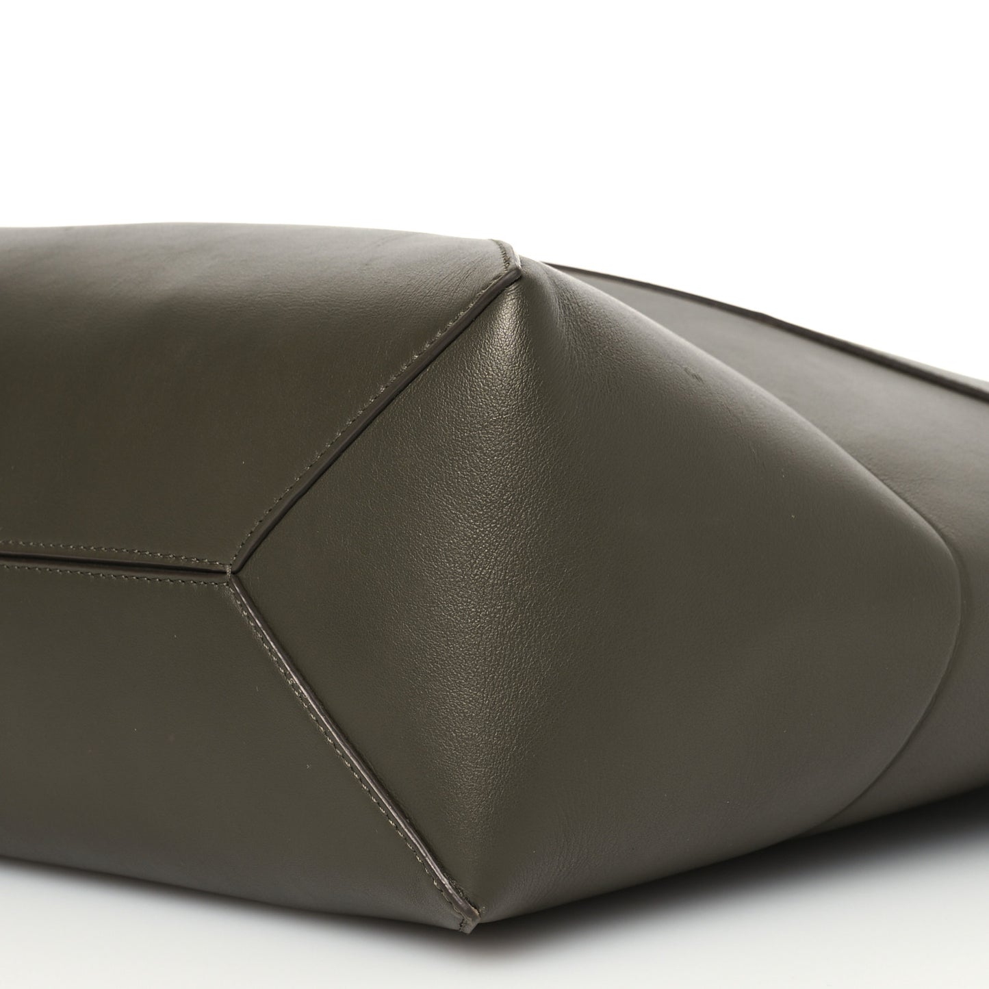 Shiny Calfskin Medium Puzzle Fold Tote Dark Khaki Green