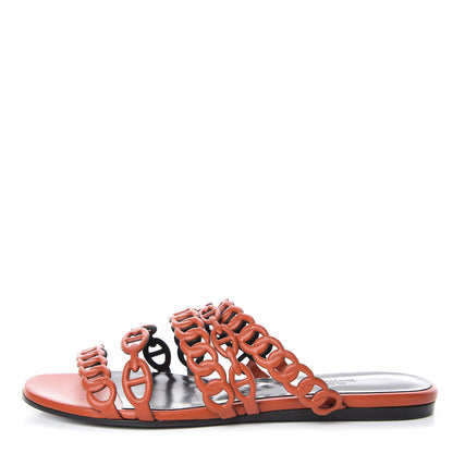 Hermes Nappa Nude Sandals 36 Orange Brulee 1 of 8