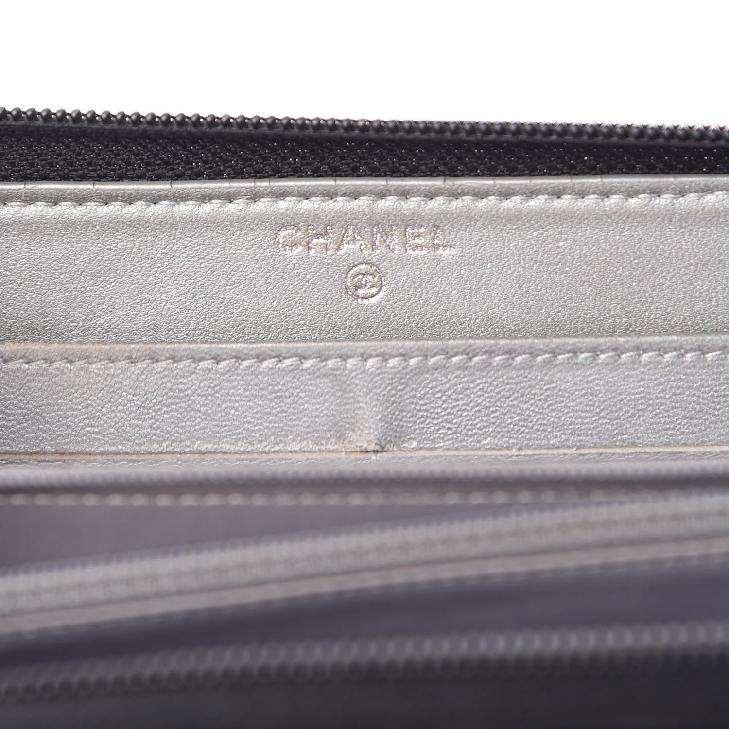 Chanel Lambskin Camellia Embossed Large Zip Around Gusset Wallet Black 6 of 15