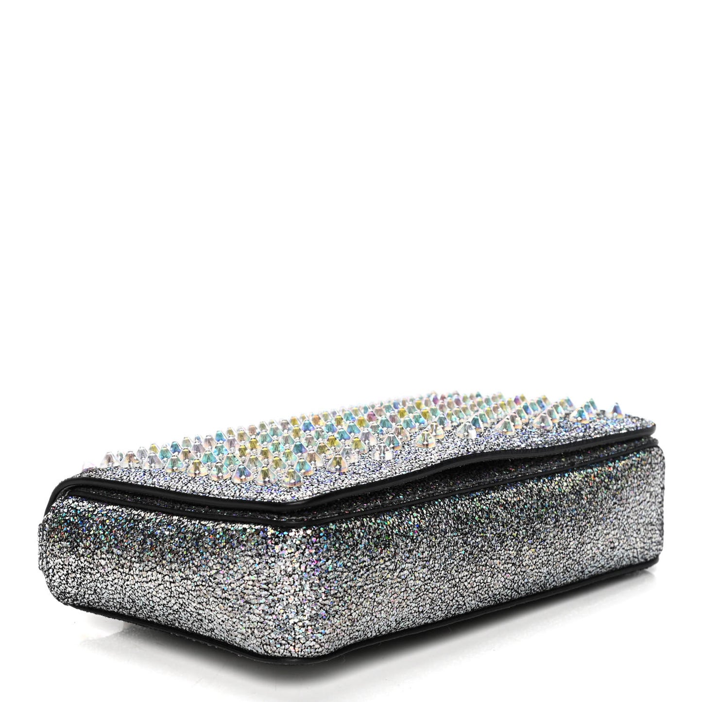 Nappa Mica PVC Glitter Spiked Zoompouch Crossbody Silver