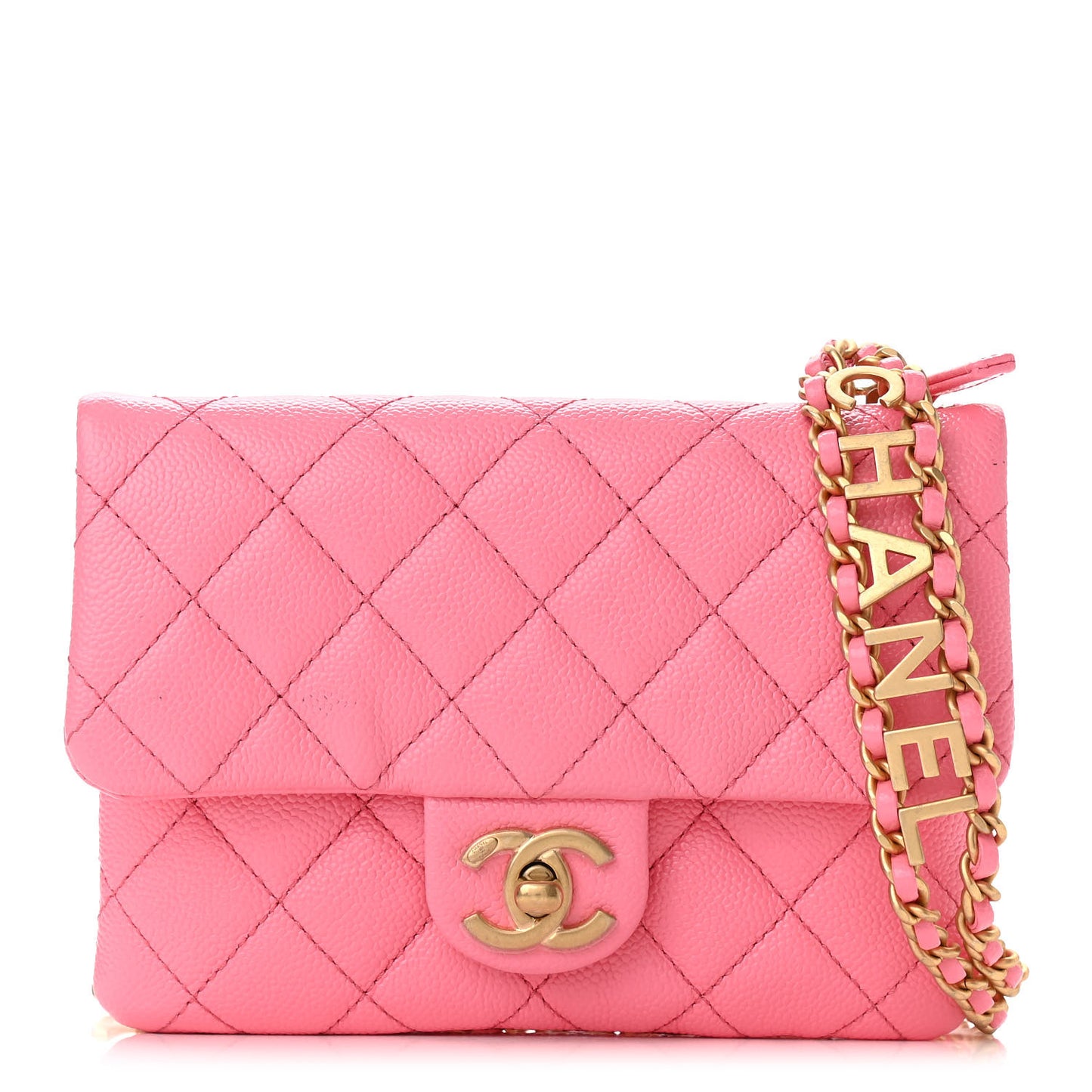Shiny Caviar Pick Me Up Flap Belt Bag Pink